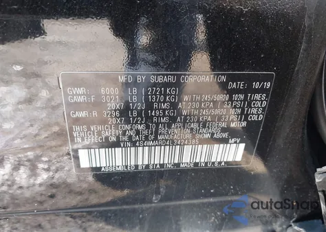 2020 Subaru Ascent Touring из США, поврежденный, VIN 4S4WMARD4L3424385